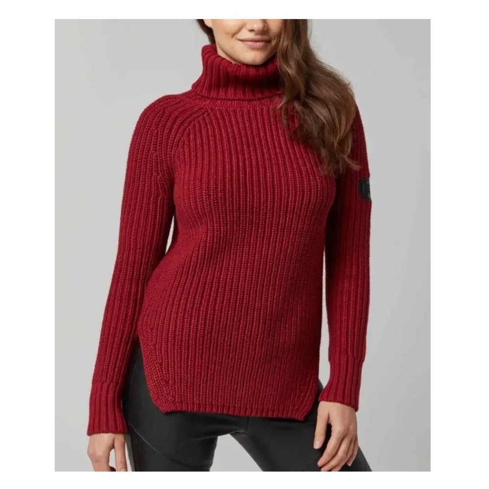 Alp n Rock | Simone Sweater Medium Red Ribbed Turtleneck High-Low Pullover $390